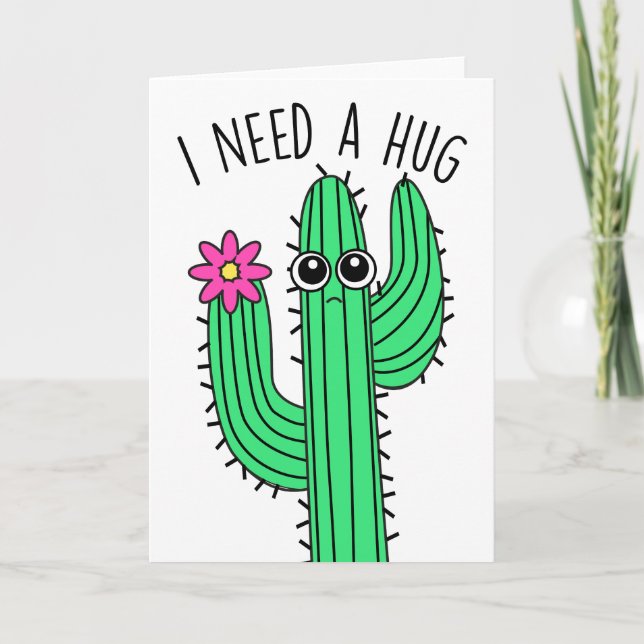 Cactus "I Nea Hug" - Cartão de Saudação (Frente)