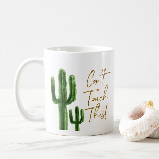 Cactus não consegue tocar nesta caneca de café (Com Donut)