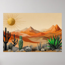 Cactus no Poster da Ilustração do Deserto