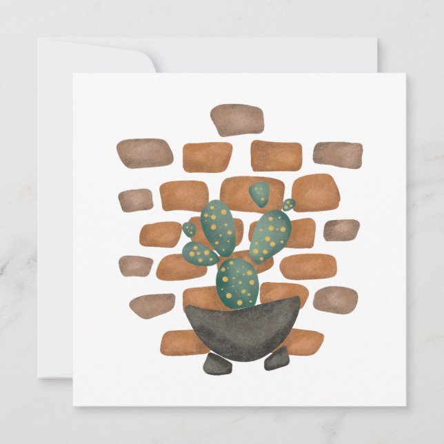 Cactus Oasis: Decoração de Muro de tijolo inspirad (Frente)
