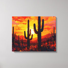 Cactus Silhouettes Premium Canvas Wall Art