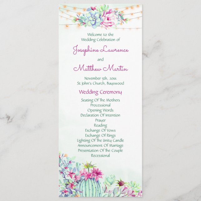 Cactus Succulents String Lights Programas De Casam (Frente)