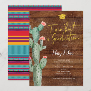 Cactus Taco sobre um convite à Festa de formatura