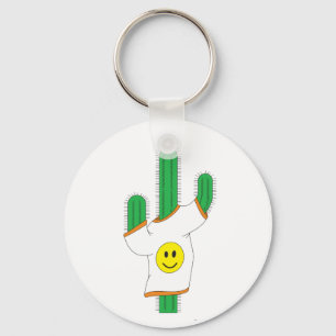 Cactus vestindo um chaveiro de camisa de rosto fel