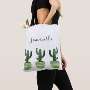 Cactus Watercolor Name Bolsa