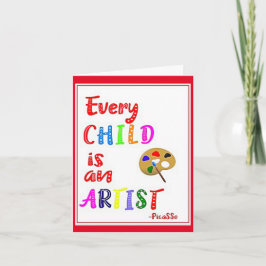 Cada criança é um artista, cartão de professor