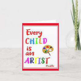 Cada criança é um artista, cartão de professor