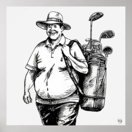 Caddie de Golfe - Impressão de Arte de Golfe