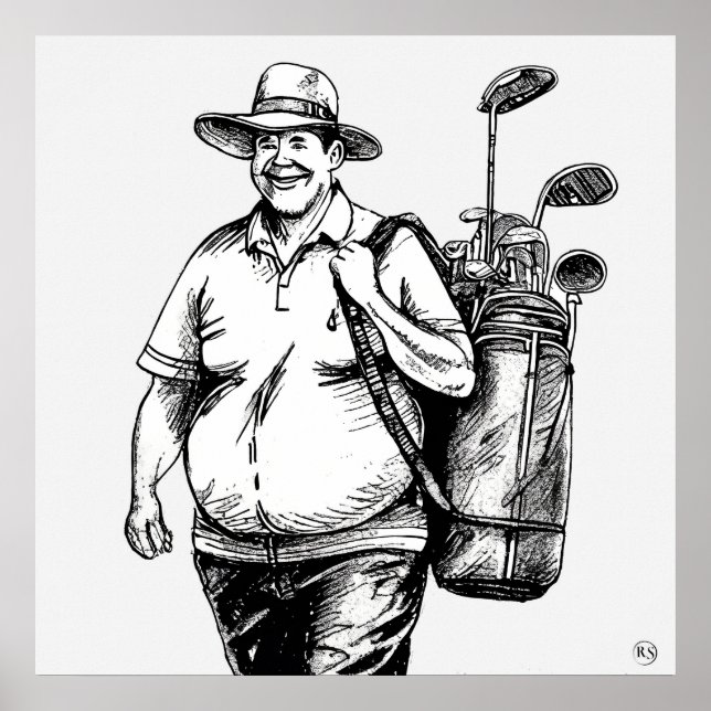 Caddie de Golfe - Impressão de Arte de Golfe (Frente)