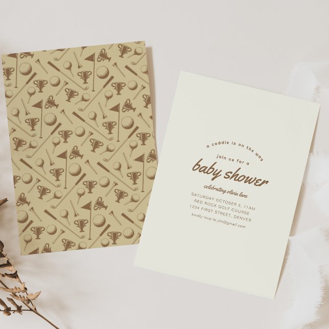 Caddie sobre o convite do Chá de fraldas de Golfe (Criador carregado)