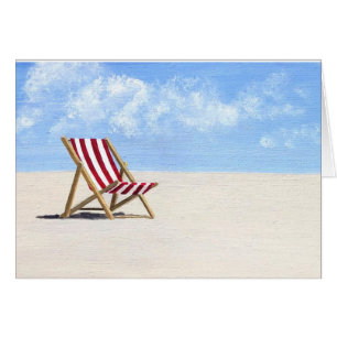 Cadeira de praia vermelha pintura, cartão de senti