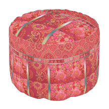 Padrão ORIENTAL do Ouro Vermelho - Pouf, Travessei