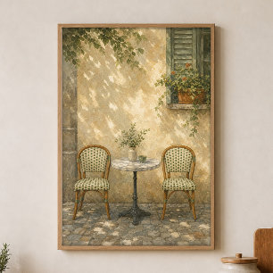 Cadeiras de Café Aquarela Poster de Arte Cottageco