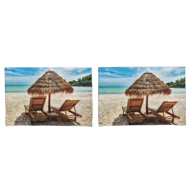 Cadeiras de descanso na praia com almofada (Frente - conjunto)