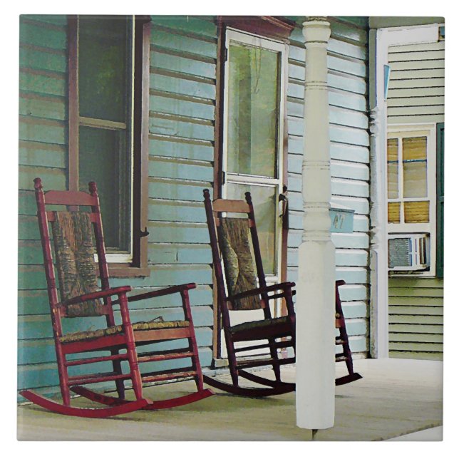Cadeiras de Wooden Rocking em Porch (Frente)