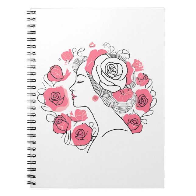 Caderno abstrato rosa de jovem senhora elegante (Frente)