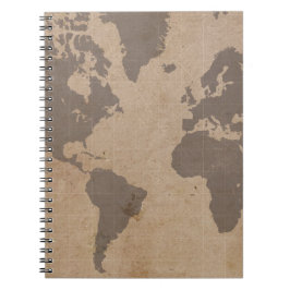 Caderno Antiqued do mapa do mundo