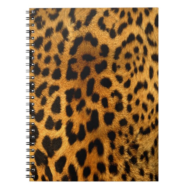 Caderno autêntico da textura da pele do leopardo (Frente)