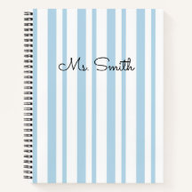 Caderno Azul com Padrão de Listras Pastel Lindas