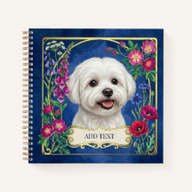 Caderno Azul Personalizado do Cão Maltês