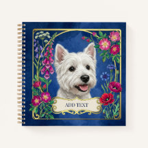 Caderno Azul Personalizado do Cão West Highland
