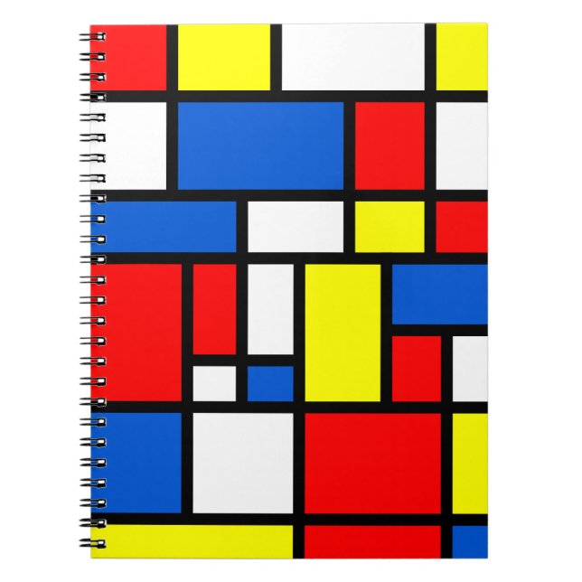 Caderno azul vermelho amarelo de Mondrian (Frente)