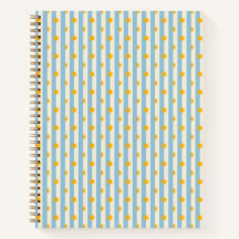 Caderno Blue Cream Stripe Gold Sunburst - S