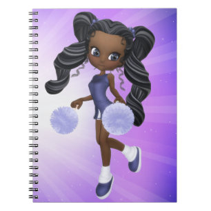 Caderno bonito do cheerleader do afro-americano