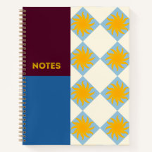 Caderno Burgundy Navy Sunburst Diamond - L
