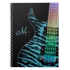 Caderno ciano personalizado da música da guitarra