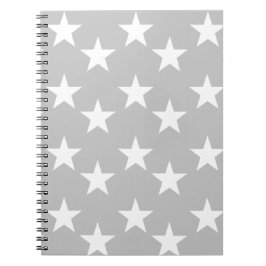 Caderno cinzento e branco do impressão da estrela