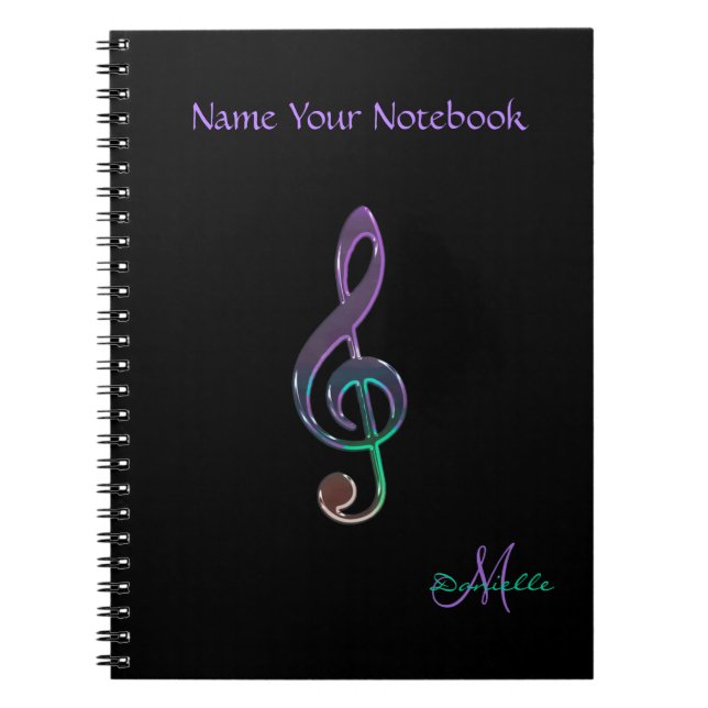 Caderno colorido personalizado do Clef da música (Frente)