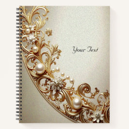 Caderno com Floreio Dourado Ornamentado