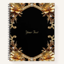 Caderno com Moldura Dourada Elegante