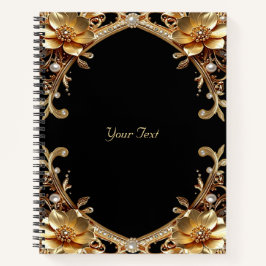 Caderno com Moldura Dourada Elegante