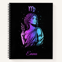 Caderno com o signo zodiacal de Virgem.