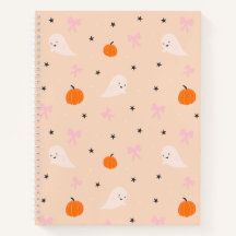 Caderno com Padrão de Fantasmas de Outono e Hallow