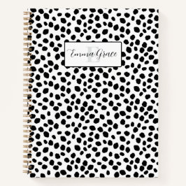 Caderno com padrão de manchas de dálmata preto e b