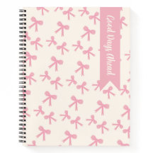 Caderno Coquette Desenhado à Mão Sonhos Laço Rosa