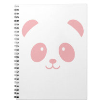 Caderno cor-de-rosa bonito e peluches da panda