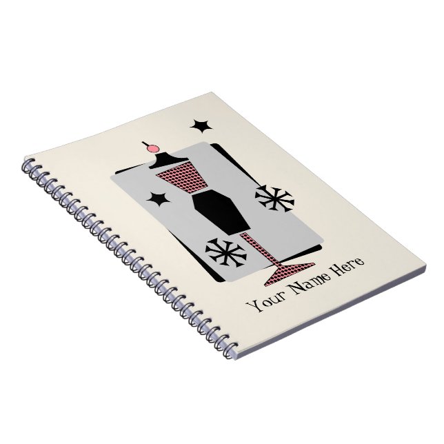 Caderno cor-de-rosa & preto retro do manequim do (Lado Direito)