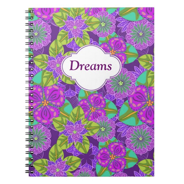 Caderno customizável do roxo da orquídea da noite (Frente)