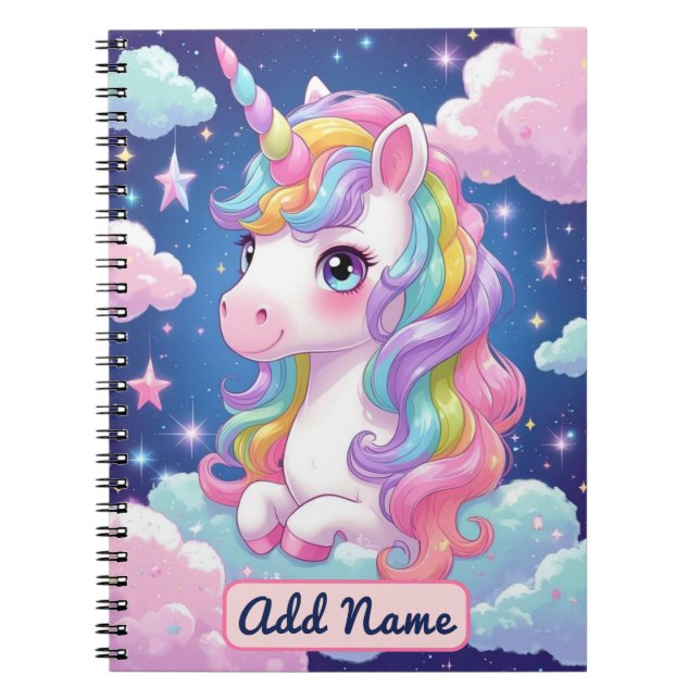 Caderno Cute Unicorn – Nome Editável (Frente)
