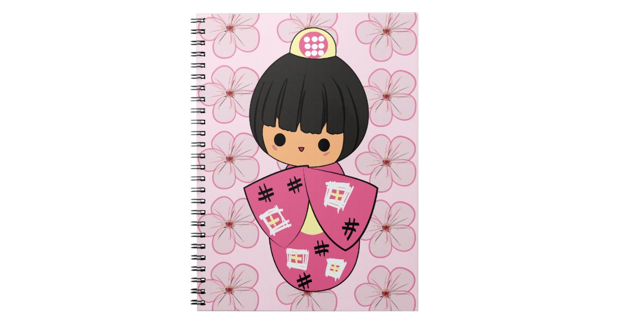 Caderno da boneca de Kawaii Kokeshi