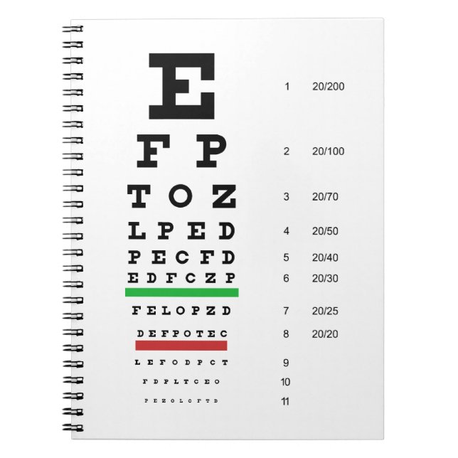 Caderno da carta de olho de Snellen (Frente)