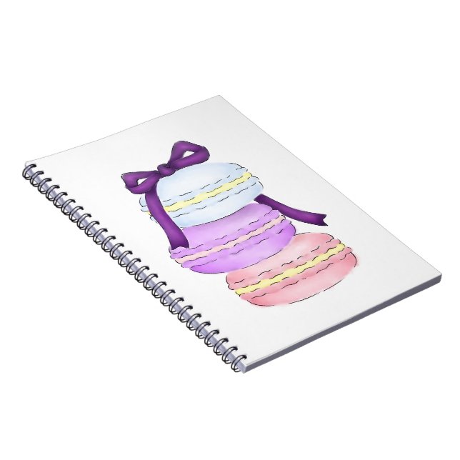 Caderno Espiral Nome personalizado da ilustração de doces macaron