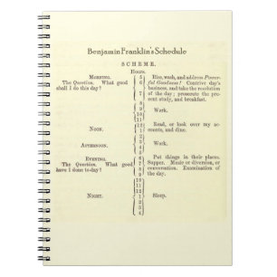 Caderno da programação de Benjamin Franklin