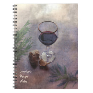 Caderno da receita do vinho e do alho