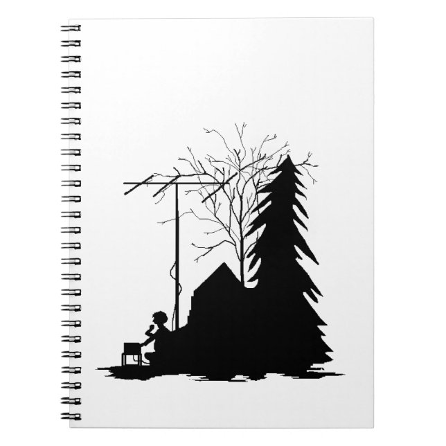 Caderno da silhueta do operador de radioamador (Frente)