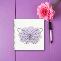 Caderno de aquarela de borboleta de arte de linha